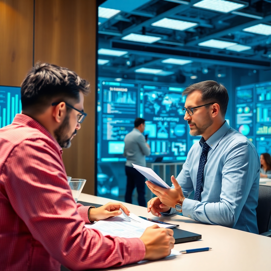 Modern office with AI team collaboration